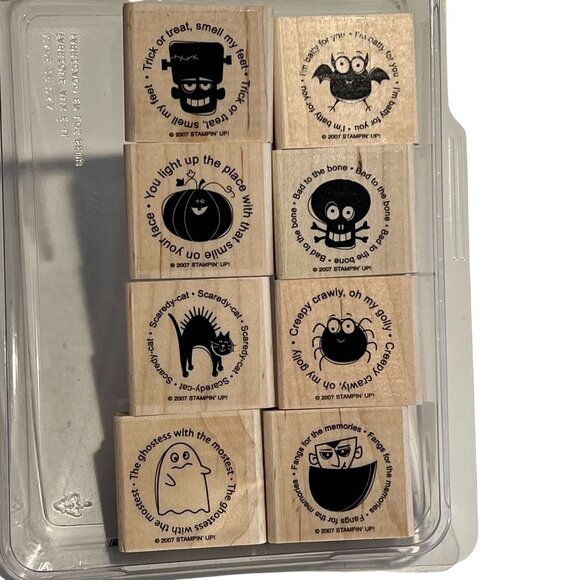 Set Of 8 Stampin Up! Halloween Rubber Stamps - Batty For You - Picture 1 of 3